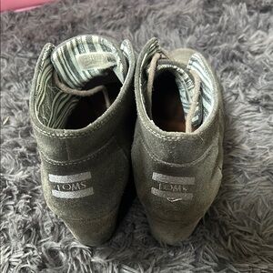 Toms Grey Suede Wedge Ankle Boots